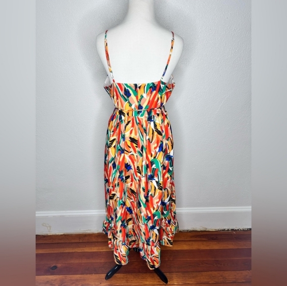 NWT Special Occasion Multicolor Spaghetti Strap Abstract Print Flowy Midi Dress - Picture 4 of 6
